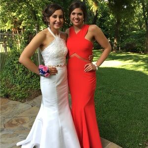 Elegant White Halter Dress - Sherri Hill Style #50419